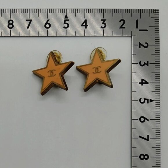 Authentic Vintage Chanel Earring Gold/Orange - Picture 1 of 5